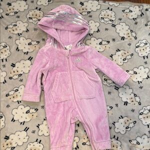 Adidas Pink Velour Footies One Piece